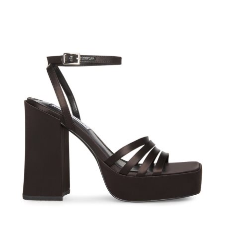 Black Steve Madden Disco Satin Women's Heels Sandals | PH 2630ECL